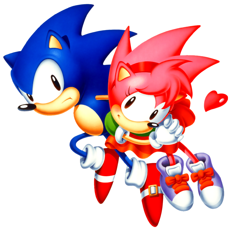 amy rose, classic amy rose, classic sonic, and sonic the hedgehog (sonic the hedgehog (series) and etc) created by unknown artist