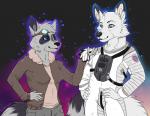 Rating: s
ID: 1104797
Date: 2017-01-11 21:07:29 -0500
Status: active
Score: 13
5_fingers aaron_fox anthro canid canine clothed clothing compass_(artist) duo eyewear eyewear_on_head female fingers fox fully_clothed fur gloves goggles grey_body grey_fur hand_on_hip hands_on_hips handwear holding_object jacket looking_at_another male mammal procyonid raccoon robin_raccoon romantic romantic_couple shirt sky smile spacesuit standing topwear white_body white_fur post #1104797