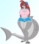 Rating: s
ID: 3441055
Date: 2022-07-11 15:20:48 -0400
Status: active
Score: 38
2020 3_toes accessory anthro big_breasts black_sclera blue_bottomwear blue_clothing blue_shorts blush bottomwear breasts cleavage clothed clothing dewwydarts feet female fin fish flower flower_in_hair grey_body grey_scales hair hair_accessory hands_behind_back hi_res izzy_(disambiguation) izzy_(fishysquish) long_hair long_tail marine open_mouth pink_clothing pink_topwear plant red_eyes red_hair scales scalie shark shorts simple_background solo standing tail tail_fin thick_thighs toes topwear wide_hips post #3441055