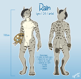 Rating: s
ID: 5667295
Date: 2025-06-25 17:04:14 -0400
Status: active
Score: 5
2025 anthro black_hair blue_eyes bridge_piercing brush butt canada_lynx cheek_tuft color_swatch digitigrade ear_piercing english_text eyebrow_piercing facial_piercing facial_tuft featureless_crotch felid feline fur gaikotsu grey_body grey_fur hair helix_piercing hi_res holding_brush holding_object holding_paint_palette holding_paintbrush industrial_piercing labret_piercing lip_piercing lynx male mammal model_sheet nose_piercing nude paint_palette paintbrush pawpads piercing rain_(gaikotsu) signature slim smile solo text tuft post #5667295