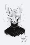 Rating: s
ID: 5528908
Date: 2025-04-25 05:44:09 -0400
Status: active
Score: 9
ankh ankh_necklace anthro bust_portrait canid canine clothed clothing fennec_fox fox hair hi_res jewelry long_hair looking_at_viewer male mammal monochrome monotone_background necklace portrait sobakabelaya solo true_fox yuki_(yuki784) post #5528908