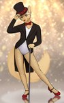 Rating: s
ID: 5645791
Date: 2025-06-16 07:15:42 -0400
Status: pending
Score: 5
accessory alduinred anthro blue_eyes bow_tie cane clothed clothing crossdressing esc_the_fox fishnet_clothing fishnet_legwear fluffy fluffy_tail footwear garter hat headgear headwear hi_res high_heels holding_clothing holding_hat holding_headgear holding_headwear holding_object humanoid legwear leotard looking_at_viewer male shoes solo sparkles standing tail post #5645791