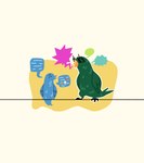 Rating: s
ID: 4255541
Date: 2023-08-26 12:00:01 -0400
Status: active
Score: 12
ambiguous_gender avian beak biped bird blue_beak blue_body blue_feathers blue_speech_bubble blue_tail bluebird duo emoji eyelashes feathers feet feral green_body green_feathers green_speech_bubble green_tail green_wings happy hi_res irregular_speech_bubble mountain_bluebird oscine parrot passerine pink_speech_bubble pointy_speech_bubble polygonal_speech_bubble quote_retweets_bird scepticskeptic simple_background skull_emoji speech_bubble standing tail tail_feathers talons teal_speech_bubble thrush_(bird) toes twitter twitter_bird white_background wings wire yellow_beak post #4255541