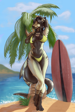 Rating: s
ID: 5765889
Date: 2025-08-08 21:15:15 -0400
Status: active
Score: 14
2:3 anthro beach bikini biped board breasts clothing cloud colored ear_piercing ear_ring female female_anthro fin fish fish_tail gauged_ear ghost738589 grass green_eyes hand_on_head hi_res marine navel non-mammal_breasts palm_tree paws piercing plant plug_(jewelry) ring_piercing sand seaside shark sky solo surfboard swimwear tail tail_fin tree two-piece_swimsuit water yellow_bikini yellow_clothing yellow_swimwear post #5765889
