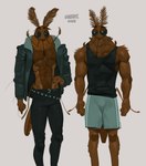 Rating: s
ID: 5592894
Date: 2025-05-23 14:30:16 -0400
Status: active
Score: 26
2025 3_fingers abs absurd_res antennae_(anatomy) anthro arthropod athletic_wear belt biceps black_belt black_bottomwear black_clothing black_eyebrows black_eyes black_jacket black_jeans black_pants black_shirt black_tank_top black_topwear bottomwear brown_antennae brown_body brown_exoskeleton clothed clothed_anthro clothed_male clothing deltoids denim denim_bottomwear denim_clothing duo empty_eyes english_text exoskeleton eyebrows featureless_chest fingers fly_(animal) front_view grey_background grey_bottomwear grey_clothing grey_jacket grey_shorts grey_topwear gym_bottomwear gym_shorts half-closed_eyes hi_res insect invertebrate_proboscis jacket jeans kogito long_sleeves male male_anthro mosquito multicolored_bottomwear multicolored_clothing multicolored_shorts multicolored_topwear muscular muscular_anthro muscular_male narrowed_eyes obliques open_clothing open_jacket open_topwear pants pecs proboscis_(anatomy) shirt shirtless shirtless_anthro shirtless_male shorts simple_background standing tank_top text topwear two_tone_bottomwear two_tone_clothing two_tone_jacket two_tone_shorts two_tone_topwear white_bottomwear white_clothing white_shorts white_text post #5592894