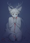Rating: s
ID: 5663668
Date: 2025-06-23 22:32:15 -0400
Status: pending
Score: 6
2_horns absurd_res anthro antlers bedding bent_legs biped blanket blue_background collar collar_only deer digital_media_(artwork) eyes_closed fingers fur gesture gesturing_at_viewer gooddeer hair hand_gesture hi_res horn kneeling leash leashed_collar long_ears male mammal monotone_background mouth_closed new_world_deer noise nude nude_anthro nude_male praying red_collar red_leash reindeer simple_background sketch solo terri_ho white_body white_fur post #5663668