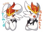 Rating: s
ID: 3310740
Date: 2022-05-01 16:20:27 -0400
Status: active
Score: 50
ambiguous_gender blush cinderace crossed_arms english_text expression_sheet generation_8_pokemon half-length_portrait nintendo open_mouth pokemon pokemon_(species) portrait pose simple_background solo source_request sumiso text unavailable_at_source white_background post #3310740