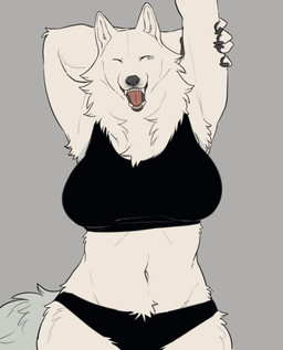 Rating: s
ID: 5705479
Date: 2025-07-13 04:15:18 -0400
Status: active
Score: 67
2025 4_fingers anthro arm_above_head arm_tuft armpit_tuft bent_arm big_breasts biped black_bra black_claws black_clothing black_nose black_panties black_pawpads black_sports_bra black_underwear bra breasts canid canine canis cheek_tuft claws clothed clothed_anthro clothed_female clothing crotch_tuft digital_drawing_(artwork) digital_media_(artwork) elbow_tuft eyes_closed facial_tuft fangs female finger_claws fingers fluffy fluffy_tail front_view fur fur_tuft grey_background grey_tail hand_on_arm hand_on_own_arm hi_res hip_tuft inner_ear_fluff leg_tuft light_body light_fur mammal monotone_background monotone_body monotone_fur monotone_tail navel neck_tuft nekomata_ftnr open_mouth panties pawpads pink_tongue pointy_ears portrait prick_ears simple_background snout solo sports_bra standing stretching tail teeth three-quarter_portrait tongue tuft underwear whisker_spots white_body white_ears white_fur white_inner_ear_fluff wolf yawn post #5705479