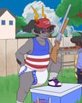 Rating: s
ID: 4898193
Date: 2024-07-05 00:46:04 -0400
Status: active
Score: 13
4:5 4th_of_july absurd_res alien aviator_glasses building cheetoeater cigar clothed clothing cloud conditional_dnp cutlery detailed_background diaper duo eyewear fence food footwear fork glasses grass grill grilling gun hair hi_res holding_gun holding_object holding_ranged_weapon holding_weapon holidays homestuck horn hot_dog house human humanoid ice_box kitchen_utensils looking_at_viewer maga_hat male mammal ms_paint_adventures plant ponytail ranged_weapon remington_870 shirt shoes shotgun smile smoking smoking_cigar socks tank_top tongue tongue_out tools topwear tree troll_(homestuck) weapon wearing_diaper zaptie_(cheetoeater) post #4898193