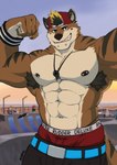 Rating: s
ID: 5408528
Date: 2025-03-02 20:41:39 -0500
Status: active
Score: 35
abs alternative_fashion anthro armpit_hair backwards_baseball_cap backwards_cap backwards_hat baseball_cap beach belt biceps black_bottomwear black_clothing black_jewelry black_necklace black_pants black_wristband blonde_hair blue_belt blue_eyes body_hair bottomwear brown_body brown_fur canid canine canis clothed clothing cocky cocky_smile delinquent domestic_dog dominant dominant_anthro dominant_male ear_piercing facial_piercing fist fists_clenched flexing flexing_bicep flexing_both_biceps flexing_muscles flexing_pecs frat_boy fraternity fur gangsta hair hat headgear headwear hi_res hybrid jewelry jinougax_(artist) jock kyo_(kiasano) lip_piercing looking_at_viewer male mammal manly markings muscular muscular_anthro muscular_male mustelid necklace nipple_piercing nipples otter outside pants pecs piercing pose posing_for_picture punk ramp rebel red_baseball_cap red_cap red_clothing red_hat red_headwear red_underwear sagging sagging_pants shirtless shirtless_anthro shirtless_male showing_off_muscles skate_park skateboard skateboarding skater solo striped_body striped_fur striped_markings stripes sunset tail thick_arms topless topless_anthro topless_male underwear vehicle wristband post #5408528