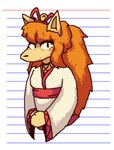 Rating: s
ID: 4605370
Date: 2024-02-17 12:31:08 -0500
Status: active
Score: 52
anthro asian_clothing barely_visible_cleavage bell_bow blush blush_stickers bow_ribbon breasts canid canine ceroba_ketsukane clasped_hands clothing cookie_studios east_asian_clothing female fox hair hair_bell hi_res japanese_clothing kimono long_hair looking_at_viewer mammal multicolored_clothing multicolored_kimono pointy_ears ponytail prick_ears red_clothing red_hair red_kimono smile snout solo two_tone_clothing two_tone_kimono undertale_(series) undertale_yellow white_clothing white_kimono post #4605370