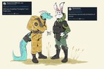 Rating: s
ID: 5463565
Date: 2025-03-29 09:02:12 -0400
Status: active
Score: 29
3:2 anthro armor_plates art_prompt big_tail blue_body blue_scales blue_skin boots clothing combat_boots ears_up footwear fur hazmat_suit hi_res lagomorph leporid long_tail male mammal mawkvlt military military_clothing military_jacket military_pants military_uniform rabbit reptile reptile_tail s.t.a.l.k.e.r. scales scalie shoes tail text tweet twitter uniform white_body white_fur post #5463565