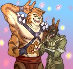 Rating: s
ID: 4274969
Date: 2023-09-05 16:45:25 -0400
Status: active
Score: 53
4_arms absurd_res aleksejsalabaev anthro duo felid fur gesture harness heart_gesture heart_symbol hi_res kintaro leather leather_harness long_tongue male male/male mammal mask mortal_kombat multi_arm multi_limb muscular muscular_anthro muscular_male ninja pantherine pawpads pecs reptile reptile_(mortal_kombat) romantic romantic_couple scalie shokan striped_body striped_fur stripes tiger tongue warrior post #4274969