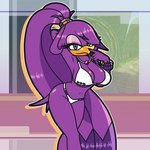 Rating: s
ID: 5539641
Date: 2025-04-30 14:23:15 -0400
Status: active
Score: 24
1:1 abstract_background accessory anthro bedroom_eyes big_breasts bikini biped blue_eyes breasts butt cleavage clothed clothing collar eyelashes eyeshadow feathers female finger_on_face glistening glistening_breasts glistening_butt hair hair_accessory hair_tie half-closed_eyes hand_behind_head hi_res hip_sway long_eyelashes long_hair looking_at_viewer makeup narrowed_eyes navel non-mammal_breasts non-mammal_navel ponytail purple_body seductive sega side_boob solo sonic_riders sonic_the_hedgehog_(series) swimwear tail tail_feathers two-piece_swimsuit under_boob wave_the_swallow white_bikini white_clothing white_swimwear wide_hips wristband xyztrrz post #5539641