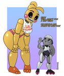 Rating: s
ID: 3957100
Date: 2023-03-27 21:33:36 -0400
Status: active
Score: 112
2023 4_fingers alternate_species animatronic anthro armor avian beakless bib bird chicken crossover dialogue digital_media_(artwork) disney duo english_text european_rabbit exclamation_point eye_contact female fingers five_nights_at_freddy's five_nights_at_freddy's_2 galliform gallus_(genus) gesture headgear helmet hi_res judy_hopps lagomorph larger_female leporid looking_at_another looking_down machine mammal neronova oryctolagus phasianid rabbit robo_judy robot robot_anthro scottgames sharp_teeth size_difference smaller_female teeth text thick_thighs toy_chica_(fnaf) waving wide_hips zootopia post #3957100