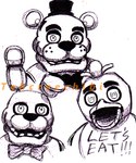 Rating: s
ID: 5542764
Date: 2025-05-01 21:16:44 -0400
Status: active
Score: 3
2015 animatronic anthro avian beak bear bib bird black_bow_tie black_eyebrows black_top_hat bonnie_(fnaf) bow_tie bust_portrait chica_(fnaf) chicken english_description english_text eyebrows female female_anthro five_nights_at_freddy's freddy_(fnaf) galliform gallus_(genus) group lagomorph leporid long_ears looking_at_viewer machine male male_anthro mammal no_eyebrows open_beak open_mouth pen_(artwork) phasianid portrait rabbit robot scottgames shaded simple_background teeth tehcreechibi text text_on_bib toothed_beak traditional_media_(artwork) trio whisker_spots white_background post #5542764