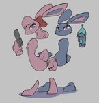 Rating: s
ID: 2565593
Date: 2021-01-10 17:01:05 -0500
Status: active
Score: 37
blue_body blue_eyes digital_media_(artwork) female feretta gun hi_res honey_bunny_(g-bun) lagomorph leporid looking_at_viewer male mammal pink_body pink_eyes rabbit ranged_weapon simple_background tack_l_bunny the_g-bun_chronicles weapon post #2565593