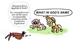Rating: s
ID: 5449949
Date: 2025-03-22 19:20:59 -0400
Status: active
Score: 99
ambiguous_gender anomalocarid anomalocaris applejack_(mlp) arthropod black_eyes blonde_hair blonde_mane clothing cowboy_hat cutie_mark dialogue digital_media_(artwork) earth_pony english_text equid equine eyebrows eyelashes eyestalks female feral fin floating fluttershy_(mlp) friendship_is_magic gesture grass group hair hand_gesture hasbro hat headgear headwear hi_res horse mammal mane marine my_little_pony mythological_creature mythological_equine mythology open_mouth orange_body pegasus pink_hair pink_mane pink_tail pixel_(artwork) plant pointing pointing_at_another pokemon_speak pony prehistoric_species punkitt quadruped red_body segmented_body simple_background speech_bubble tail tail_fin text tied_hair trio white_background wings yellow_body yellow_tail post #5449949