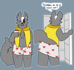 Rating: s
ID: 5199089
Date: 2024-11-22 20:11:11 -0500
Status: active
Score: 18
1_eye 3_fingers absurd_res anthro big_tail broadside_beach bulge butt canid canine canis chest_tuft chief_wulf clothed clothing container cup delta's_art eyes_closed facial_scar facial_tuft fingers front_view heart_clothing heart_symbol hi_res jacket male mammal mug pantsless partially_clothed rear_view scar shipwrecked_64 simple_background simple_coloring slightly_chubby slightly_chubby_male snaggle_tooth solo tail tired topwear tuft underwear wolf post #5199089