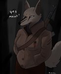 Rating: s
ID: 2901266
Date: 2021-08-28 21:44:47 -0400
Status: active
Score: 76
2021 absurd_res ak-47 ak_platform anthro assault_rifle blood blood_stain bodily_fluids brown_clothing canid canine canis clothed clothing coat conditional_dnp crossgender darkwood dialogue digital_media_(artwork) english_text facial_markings female fluffy fluffy_tail fur glowing glowing_eyes grey_body grey_fur gun hand_in_pocket hands_in_both_pockets head_markings hi_res mammal markings pockets ranged_weapon rifle solo standing tail text topwear weapon whitev wolf wolfman_(darkwood) post #2901266