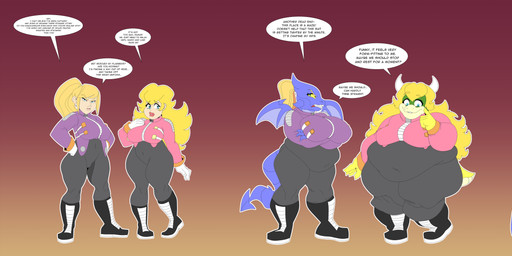 Rating: s
ID: 5374153
Date: 2025-02-15 02:04:48 -0500
Status: active
Score: 15
absurd_res alternate_species anthro big_breasts blonde_hair blue_eyes boots breasts claws clothed clothing crossover dialogue digital_media_(artwork) duo english_text female footwear gradient_background hair hi_res hissing inkykinks koopa laugh mario_bros mental_transformation metroid mythological_creature mythology nintendo obese overweight overweight_anthro personality_change princess_koopa princess_peach samus_aran scalie sega shoes simple_background sonic_the_hedgehog_(series) space_dragon_(metroid) species_transformation tail text tongue tongue_out transformation transformation_sequence weight_gain wings post #5374153