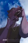 Rating: s
ID: 5554619
Date: 2025-05-07 03:57:59 -0400
Status: active
Score: 2
anthro areola biped blue_background blue_sky breasts canid canine canis card cloud fangs female four_of_swords_(tarot) hi_res impalement looking_up low-angle_view mammal melee_weapon nipples nude open_mouth oystr purple_body roman_numeral simple_background sky solo sword tarot tarot_card teeth tongue weapon wolf post #5554619