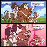 Rating: s
ID: 3909773
Date: 2023-03-05 12:52:37 -0500
Status: active
Score: 78
1:1 2023 2_panel_comic 2koma arizona_cow_(tfh) bovid bovine cattle comic daughter_(lore) dialogue english_text family father_(lore) father_and_child_(lore) father_and_daughter_(lore) female feral group humor husband_and_wife love male mammal married_couple minnesota_(tfh) mother_(lore) mother_and_child_(lore) mother_and_daughter_(lore) parent_(lore) parent_and_child_(lore) parent_and_daughter_(lore) romantic romantic_couple sb_torchic texas_(tfh) text them's_fightin'_herds trio post #3909773