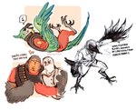 Rating: s
ID: 3488086
Date: 2022-08-05 00:21:38 -0400
Status: active
Score: 98
alternate_species archimedes_(team_fortress_2) avian avian_feet beak berrypuff_bird bird bird-man_of_aberdeen black_beak black_clothing clothed clothing columbid corvid corvus_(genus) crow demoman_(team_fortress_2) dove english_text eyes_closed feathers furrification green_body green_feathers green_tail grey_body grey_feathers heavy_(team_fortress_2) hi_res medic_(team_fortress_2) musical_note musical_symbol oscine parrot passerine pictographics red_army_robin red_clothing speech_bubble spy_(team_fortress_2) symbol tail team_fortress_2 text valve white_body white_feathers post #3488086