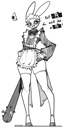 Rating: s
ID: 5666230
Date: 2025-06-25 04:52:52 -0400
Status: active
Score: 38
2025 absurd_res anthro bat_(object) blush bow_tie caine_censorship censor_bar clothing english_text fingers glitch_productions hi_res jax_(tadc) lagomorph leporid maid_uniform male mammal monochrome rabbit solo spiked_bat standing teeth text the_amazing_digital_circus uniform zzvinniezz post #5666230