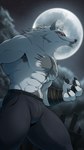 Rating: s
ID: 5658145
Date: 2025-06-21 13:35:39 -0400
Status: active
Score: 18
4_fingers 9:16 anthro armpit_hair biped black_pawpads body_hair canid canine canis claws clothed clothing corrsk death_(puss_in_boots) detailed_background dreamworks fingers full_moon fur hi_res male mammal moon muscular muscular_anthro muscular_male pawpads pecs puss_in_boots_(franchise) red_eyes solo topless topless_anthro topless_male wolf post #5658145