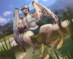 Rating: s
ID: 949479
Date: 2016-07-21 02:48:46 -0400
Status: active
Score: 257
2016 accipitriform amur_carp anthro avian beak biped bird bottomwear breasts brown_body brown_feathers carp claws clothed clothing cloud cyprinid cypriniform detailed_background dutch_angle eyewear feathered_wings feathers feet female feral fish front_view fully_clothed goggles grass grey_bottomwear grey_clothing grey_topwear group hi_res koi kwaza_(ozawk) looking_at_viewer marine markings mountain multicolored_body multicolored_feathers nature non-mammal_breasts osprey outside partially_submerged paws photo_background photography_(artwork) plant scuted_arms scutes seductive shirt shorts sitting sky smile spots spotted_body spotted_feathers spread_legs spreading talons tan_body tan_feathers text toe_claws toes topwear totesfleisch8 two_tone_body two_tone_feathers typical_carp water white_body white_feathers wings yellow_eyes post #949479