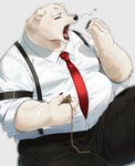 Rating: s
ID: 5550406
Date: 2025-05-05 09:23:17 -0400
Status: active
Score: 13
anthro bear clock clothing fangs hi_res male mammal necktie nikiciy open_mouth overalls overweight overweight_anthro overweight_male pocketwatch polar_bear scar simple_background solo teeth ursine watch yawn yawning_position post #5550406
