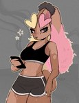 Rating: s
ID: 3798455
Date: 2023-01-07 19:01:03 -0500
Status: active
Score: 170
2023 anthro black_bottomwear black_bra black_clothing black_shorts black_sports_bra black_topwear black_underwear blonde_hair bottomwear bra breasts brown_body brown_fur brown_nose cellphone clothing digital_media_(artwork) dolphin_shorts electronics exercise eyelashes female fingers fur generation_4_pokemon genetic_chimerism hair half_shiny_pokemon hybrid long_ears looking_down lopunny mammal medium_breasts nintendo phone pink_body pink_eyes pink_fur pink_hair pokemon pokemon_(species) portrait scrunchie scut_tail shiny_pokemon short_tail shorts snailerpark solo split_color sports_bra standing star tail three-quarter_portrait three-quarter_view topwear underwear workout workout_clothing yellow_body yellow_fur post #3798455