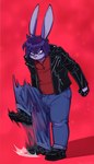 Rating: s
ID: 5070894
Date: 2024-09-24 02:57:09 -0400
Status: active
Score: 18
2024 anthro arthur_(lapinbeau) boots bottomwear clothing cross-popping_vein denim denim_bottomwear denim_clothing fingerless_gloves footwear fur gloves hair half-closed_eyes handwear hi_res jacket jeans lagomorph leather leather_clothing leather_jacket leather_topwear leporid male mammal narrowed_eyes naughtyjester pants purple_body purple_fur purple_hair rabbit red_background shoes simple_background solo thumping topwear post #5070894