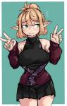 Rating: s
ID: 2005629
Date: 2019-09-27 15:17:41 -0400
Status: active
Score: 33
2019 5_fingers arm_warmers armwear asian_mythology bare_shoulders big_breasts blonde_hair blush bodily_fluids border bottomwear breasts clothed clothing collarbone colored_nails digital_media_(artwork) double_v_sign east_asian_mythology eyebrow_through_hair eyebrows eyelashes female fingers flying_sweatdrops gesture green_eyes green_nails hair hair_bun hand_gesture hashihime hi_res humanoid humanoid_pointy_ears japanese_mythology leotard looking_aside mammal mythology nails not_furry parsee_mizuhashi pleated_skirt pointy_ears portrait short_hair simple_background skirt solo standing sweat sweatdrop thick_thighs three-quarter_portrait tied_hair touhou translucent translucent_hair v_sign white_border yokai zanamaoria post #2005629