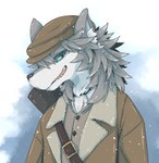 Rating: s
ID: 3537139
Date: 2022-08-30 09:16:43 -0400
Status: active
Score: 16
anthro belt canid canine canis clothed clothing doneru fangs fate_(series) fur grey_body grey_fur grey_hair hair half-length_portrait hat headgear headwear jacket looking_at_viewer male mammal patxi_(fate) portrait shirt simple_background smile snow snowing solo teeth topwear type-moon wolf yaga post #3537139