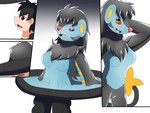 Rating: s
ID: 5575380
Date: 2025-05-15 22:15:06 -0400
Status: active
Score: 13
2017 4:3 anthro biped black_hair black_markings blue_body bottomwear breasts cargo_pants clothed clothing colored comic featureless_breasts featureless_crotch female female_anthro gender_transformation generation_4_pokemon goo_transformation hair hand_behind_head hand_on_hip hand_on_own_hip hi_res hoop_transformation human human_to_anthro john_(swack16) kirara_(swack16) looking_at_viewer luxray male male_human mammal markings mtf_transformation nintendo nude open_mouth pants pokemon pokemon_(species) red_sclera shirt simple_background smile solo species_transformation standing tail topwear transformation transformation_ring transformation_sequence tuft wolferion yellow_eyes yellow_inner_ear yellow_markings post #5575380