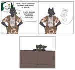 Rating: s
ID: 5382735
Date: 2025-02-18 22:58:22 -0500
Status: active
Score: 42
3_panel_comic absurd_res anthro belt black_clothing black_gloves black_handwear camo camo_clothing camo_print canid canine canis clothing comic dialogue english_text fanteliscio furniture gloves hand_on_hip handwear hi_res hiding_behind_object humor job_application male mammal mercenary military military_uniform paper pattern_clothing rhodesia scared shirt smile smug sofa solo speech_bubble text text_on_clothing text_on_shirt text_on_topwear thought_bubble topwear uniform wojak wolf post #5382735