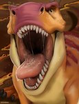 Rating: s
ID: 3837073
Date: 2023-01-27 02:22:23 -0500
Status: active
Score: 35
absurd_res ambiguous_gender artist_name blue_sky_studios bodily_fluids dinosaur fangs feral glistening glistening_eyes hi_res ice_age_(series) looking_at_viewer momma_(ice_age) mouth_shot open_mouth orange_body prehistoric_species red_body red_stripes red_tongue reptile roobin saliva saliva_on_tongue saliva_string scalie solo striped_back stripes teeth text theropod tongue tongue_out tyrannosaurid tyrannosauroid tyrannosaurus tyrannosaurus_rex yellow_body yellow_eyes post #3837073