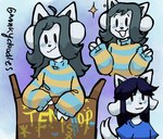 Rating: s
ID: 3170277
Date: 2022-02-11 02:54:12 -0500
Status: active
Score: 48
absurd_res ambiguous_gender anthro blush bob_(undertale) canid canine clothed clothing felid feline fur hair happy hi_res long_sleeve_shirt long_sleeves mammal open_mouth shirt simple_background solo tem temmie_(undertale) text topwear undertale undertale_(series) white_body wonkydoodles post #3170277