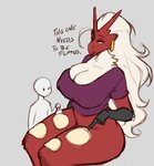Rating: s
ID: 2624668
Date: 2021-02-21 16:34:22 -0500
Status: active
Score: 883
2021 absurd_res ambiguous_gender anthro big_breasts blaziken blue_eyes bottomless breasts cleavage cleavage_overflow clothed clothing convenient_power cooking cooking_with_body dialogue duo ear_piercing english_text female food generation_3_pokemon gesture hair hand_gesture hi_res huge_breasts inu-sama larger_anthro larger_female long_hair nintendo pancake piercing pointing pokemon pokemon_(species) rump_roast simple_background size_difference smaller_ambiguous spatula text thick_thighs tools topwear white_hair wide_hips yellow_sclera post #2624668