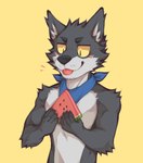 Rating: s
ID: 5619311
Date: 2025-06-03 20:24:13 -0400
Status: active
Score: 9
5_fingers anthro blush blush_lines canid canine canis clothed clothing fingers flunky flunky_(character) food fruit hi_res holding_food holding_object kerchief kerchief_only male male/male mammal melon muscular muscular_arms plant seed simple_background solo tongue tongue_out topless watermelon watermelon_slice wolf yellow_background yellow_sclera post #5619311