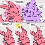 Rating: s
ID: 5623083
Date: 2025-06-05 18:55:53 -0400
Status: active
Score: 15
ambiguous_gender comic container cup dialogue drinking_straw duo eevee english_text eyes_closed fangs feral generation_1_pokemon generation_5_pokemon half-closed_eyes head_tuft hi_res leif_(nulloffset) light_bulb looking_at_another narrowed_eyes neck_tuft nintendo nulloffset pokemon pokemon_(species) purple_body red_body restricted_palette smile smirk speech_bubble talking_to_another taro_(nulloffset) teeth text tuft watermark zorua post #5623083