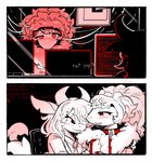 Rating: s
ID: 5616037
Date: 2025-06-02 07:37:05 -0400
Status: active
Score: 11
2_panel_comic ambiguous_species anthro bodily_fluids border bovid bovine cattle chair collar comic computer_screen drooling duo electronics english_text fangs furniture hair headphones hi_res holding_leash holding_object horn hypnotic_screen l-tech leash looking_at_viewer mammal necktie notched_ear office office_chair pawberry red_collar red_eyes red_text restricted_palette ringed_eyes saliva smile tail teeth text typing white_body white_border wire post #5616037