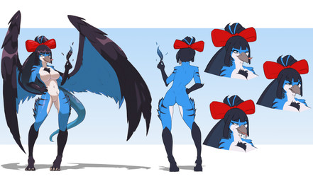 Rating: s
ID: 5690792
Date: 2025-07-06 19:05:12 -0400
Status: active
Score: 4
absurd_res anthro avian back_wings big_wings bird black_body black_feathers black_hair blue_body blue_feathers bow_ribbon breasts butt chest_tuft claws feathers featureless_breasts featureless_crotch female female_anthro hair hand_on_hip hi_res holding_feather model_sheet multicolored_body multicolored_feathers navel nixmoonl nude nude_anthro red_bow shadow solo tail tuft white_body white_claws white_feathers wings post #5690792