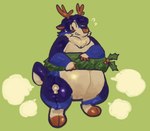 Rating: s
ID: 5578478
Date: 2025-05-17 09:23:56 -0400
Status: active
Score: 4
animate_inanimate anthro antlers belly big_belly biped blue_body blush deer digital_media_(artwork) emanata green_background hi_res holly_(plant) horn inflatable josh_(serafphim) living_inflatable male mammal new_world_deer nozzle nozzle_on_knee plant reindeer serafphim simple_background solo standing tan_body wreath post #5578478