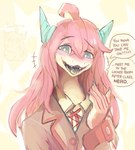 Rating: s
ID: 5533273
Date: 2025-04-27 03:27:41 -0400
Status: active
Score: 36
2025 absurd_res ahoge anthro blue_eyes blush blush_lines bully bust_portrait clothed clothing colored_nails dialogue digital_media_(artwork) dragon emanata english_text eyebrows fangs female hair hi_res horn insult insulting_viewer long_and_soft looking_at_viewer mythological_creature mythological_scalie mythology nails open_mouth open_smile pattern_background pink_blush pink_hair portrait question raised_eyebrow scalie school_uniform simple_background smile solo speech_bubble star-shaped_background talking_to_viewer teeth text uniform yellow_background post #5533273