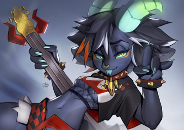 Rating: s
ID: 5673213
Date: 2025-06-28 11:45:29 -0400
Status: active
Score: 7
anthro black_clothing black_hair black_topwear blue_body blue_claws blue_horn blue_sclera blue_tongue bottomwear bracelet claws clothing collar facial_piercing female female_anthro finger_claws forked_tongue glistening glistening_eyes green_eyes green_horn guitar hair hi_res holding_guitar holding_musical_instrument holding_object horn jewelry looking_at_viewer mouth_closed multicolored_hair musical_instrument navel nose_piercing nose_ring orange_hair piercing plucked_string_instrument red_bottomwear red_clothing red_collar ridged_horn ring_piercing septum_piercing septum_ring shermugi solo spiked_bracelet spiked_collar spikes string_instrument tongue tongue_out topwear white_hair post #5673213