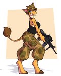 Rating: s
ID: 5660891
Date: 2025-06-22 16:41:38 -0400
Status: active
Score: 9
2024 3_fingers 4:5 anthro barefoot bottomwear breasts camo camo_bottomwear camo_clothing camo_pants camo_print clothing digital_media_(artwork) digitigrade ear_piercing ear_ring feet female fingers giraffe giraffid gun hi_res holding_gun holding_machine_gun holding_object holding_ranged_weapon holding_weapon horn looking_back mammal military_hat pants pattern_bottomwear pattern_clothing pattern_pants piercing ranged_weapon ring_piercing shirt side_view simple_background solo standing sutagaki tail tank_top tongue tongue_out topwear weapon post #5660891