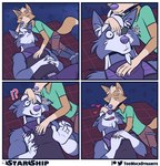 Rating: s
ID: 3782423
Date: 2022-12-30 23:06:59 -0500
Status: active
Score: 268
2022 anthro anthro_on_anthro base_two_layout bedding belly blanket bodily_fluids boots bottomwear canid canine canis claws clothing comic contact_onomatopoeia cuddling duo eye_patch eyebrows eyes_closed eyewear footwear four_frame_grid four_frame_image fox fox_mccloud frown fur grass grid_layout hair hand_holding hand_on_chest hand_on_head heart_symbol heart_triplet hi_res hug interrobang kerchief knee_pads legband logo looking_at_another love lying male male/male mammal motion_lines multiple_scenes muscular muscular_anthro muscular_male narrowed_eyes neckerchief neckwear nintendo on_back on_side onomatopoeia open_mouth open_smile outside pants petting plant regular_grid_layout repeated_text romantic romantic_couple rubbing rubbing_sound_effect shirt shoes size_difference smile sound_effects star_fox tank_top tears teeth text tongue toomuchdynamite topwear tuft two_row_layout unusual_font url wolf wolf_o'donnell post #3782423